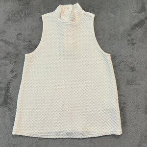 NWT Eri + Ali Anthropologie Cream Sleeveless Mock Neck Blouse XS Top Shirt